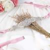 image:imageuxcell Women Rhinestone Bead Decor Satin Ribbon Wedding BeltPale Pink
