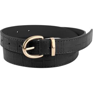 image:imageAllegra K Alligator Embossed Belts Leather Waist Alloy Pin Buckle Belt for WomenBlack