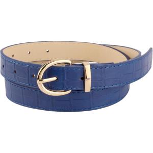 image:imageAllegra K Alligator Embossed Belts Leather Waist Alloy Pin Buckle Belt for WomenDark Blue