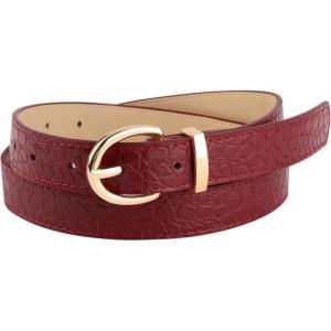 image:imageAllegra K Alligator Embossed Belts Leather Waist Alloy Pin Buckle Belt for WomenRed