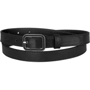 image:imageAllegra K Thin Waist Belts for Women Rectangle Pin Buckle Skinny Leather Belt for Pants DressBlack