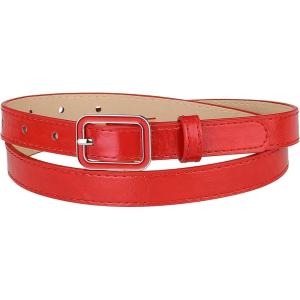 image:imageAllegra K Thin Waist Belts for Women Rectangle Pin Buckle Skinny Leather Belt for Pants DressRed