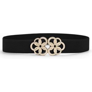 image:imageAllegra K Women Wide Elastic Waist Belt Cinch with Gold Metal Interlock BuckleBlack gold Tone