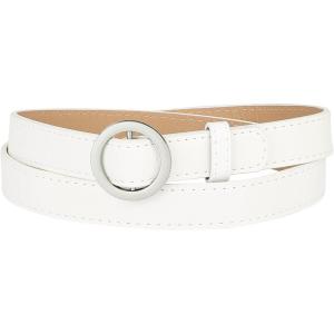 image:imageAllegra K Womens Belts O Ring Metal Buckle Plus Size Thin Nonporous Waist Belt for Jeans Dress 09 Inches WidthWhite