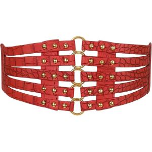 image:imageAllegra K Womens Elastic Wide Waist Belt Vintage Stretchy Belts for DressesRed