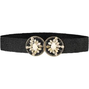 image:imageAllegra K Womens Elastic Wide Waist Belts Braided Belts for Dress Shell BuckleBlack