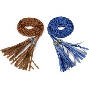 image:imageAllegra K Womens Tassels Braided Waist Belt Woven Skinny Belts for DressBrown  Royal Blue