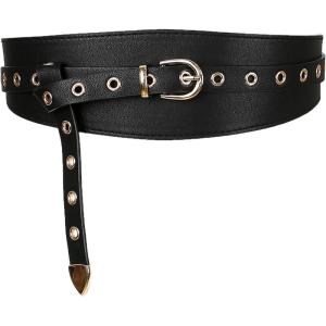 image:imageAllegra K Womens Vintage Wide Waist Belt for Dresses Faux Leather Waistband Metal BuckleBlack