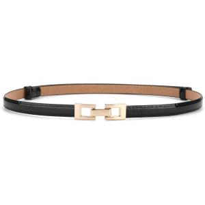image:imageuxcell Metal Buckle Adjustable Thin High Waist Belt for WomenBlacksquare Buckle