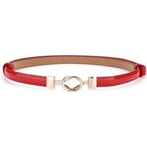image:imageuxcell Metal Buckle Adjustable Thin High Waist Belt for WomenRedround Buckle