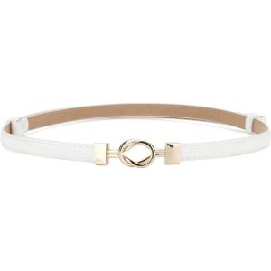 image:imageuxcell Metal Buckle Adjustable Thin High Waist Belt for WomenWhiteround Buckle