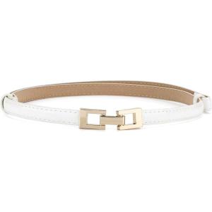image:imageuxcell Metal Buckle Adjustable Thin High Waist Belt for WomenWhitesquare Buckle