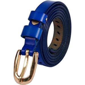 image:imageuxcell Women Classic Skinny Belt With OvalShaped Hollow Alloy Buckle MulticolorRoyal