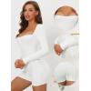 image:imageAllegra K Womens Square Neck Leotard Jumpsuit Shapewear Tummy Control Slimming Long Sleeve Full Bodysuit