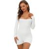 image:imageAllegra K Womens Square Neck Leotard Jumpsuit Shapewear Tummy Control Slimming Long Sleeve Full Bodysuit