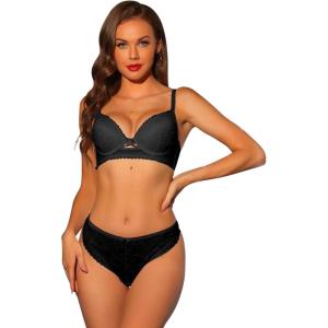 image:imageAllegra K Womens Lace Bra and Panty Set Padded Full Coverage Underwire Bras Two Piece Lingerie