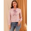 image:imageAllegra K Womens Bow Tie Long Sleeve Office Ladies Tops Floral Chiffon Blouse