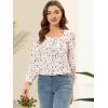 image:imageAllegra K Womens Floral Square Neck Long Sleeve Print Peasant Blouse Top