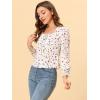 image:imageAllegra K Womens Floral Square Neck Long Sleeve Print Peasant Blouse Top