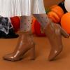image:imageAllegra K Womens Pointed Toe Faux Fur Block Heel Ankle Boots