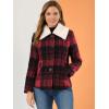 image:imageAllegra K Womens Winter Detachable Collared Button Pockets Check Plaid CoatRed