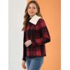 image:imageAllegra K Womens Winter Detachable Collared Button Pockets Check Plaid CoatRed