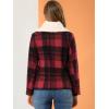 image:imageAllegra K Womens Winter Detachable Collared Button Pockets Check Plaid CoatRed