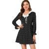 image:imageAllegra K Womens Contrast Ruffle Peter Pan Collar Heart Printed Long Sleeve ALine Dress