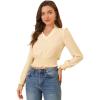 image:imageAllegra K Womens Ruffle VNeck Long Sleeve Chiffon Smocked Waist Blouse