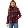 image:imageAllegra K Womens Winter Detachable Collared Button Pockets Check Plaid CoatRed