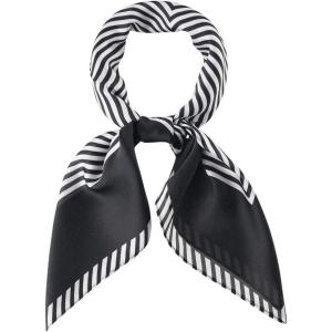 image:imageAllegra K 70cm Women Stripe Print Square Scarves Kerchief Neck Scarf Neckerchief HeadbandBlack White