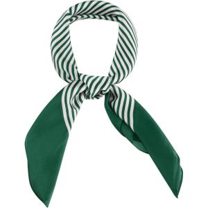 image:imageAllegra K 70cm Women Stripe Print Square Scarves Kerchief Neck Scarf Neckerchief HeadbandDark Green