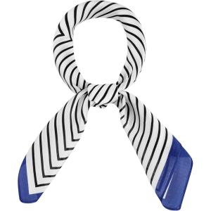 image:imageAllegra K 70cm Women Stripe Print Square Scarves Kerchief Neck Scarf Neckerchief HeadbandWhite Blue