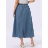 image:imageAllegra K Denim Maxi Skirt for Women Elastic Waist Casual A Line Long Jean SkirtsBlue