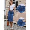 image:imageAllegra K Denim Skirt for Women High Waist Split Back Pockets Knee Length Pencil SkirtBlue