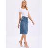image:imageAllegra K Denim Skirt for Women High Waisted Casual Back Slit Stretchy Below Knee Length Jean SkirtBlue