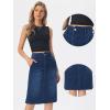 image:imageAllegra K Denim Skirt for Women High Waisted Casual Back Slit Stretchy Below Knee Length Jean SkirtDark Blue