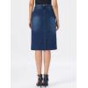 image:imageAllegra K Denim Skirt for Women High Waisted Casual Back Slit Stretchy Below Knee Length Jean SkirtDark Blue