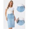 image:imageAllegra K Denim Skirt for Women High Waisted Casual Back Slit Stretchy Below Knee Length Jean SkirtLight Blue