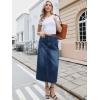 image:imageAllegra K Denim Skirt for Women Midi Length Elastic Waist Split Back Long Jean SkirtsDark Blue
