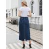 image:imageAllegra K Denim Skirt for Women Midi Length Elastic Waist Split Back Long Jean SkirtsDark Blue