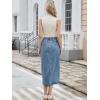 image:imageAllegra K Denim Skirt for Women Midi Length Elastic Waist Split Back Long Jean SkirtsSky Blue