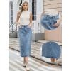 image:imageAllegra K Denim Skirt for Women Midi Length Elastic Waist Split Back Long Jean SkirtsSky Blue