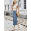 image:imageAllegra K Denim Skirt for Women Midi Length Elastic Waist Split Back Long Jean SkirtsSky Blue