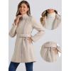 image:imageAllegra K High Neck Winter Coat for Womens Zip Up Belted MidLong OvercoatBeige