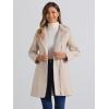 image:imageAllegra K High Neck Winter Coat for Womens Zip Up Belted MidLong OvercoatBeige