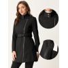 image:imageAllegra K High Neck Winter Coat for Womens Zip Up Belted MidLong OvercoatBlack