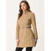 image:imageAllegra K High Neck Winter Coat for Womens Zip Up Belted MidLong OvercoatKhaki