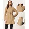 image:imageAllegra K High Neck Winter Coat for Womens Zip Up Belted MidLong OvercoatKhaki