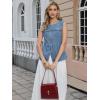 image:imageAllegra K Jean Vests for Women Collarless Button Down Sleeveless Denim Vest TopBlue